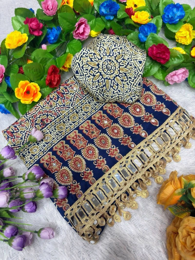 St D No 146 Satin Viscose Silk Pure Arjakh Printed Saree Collection