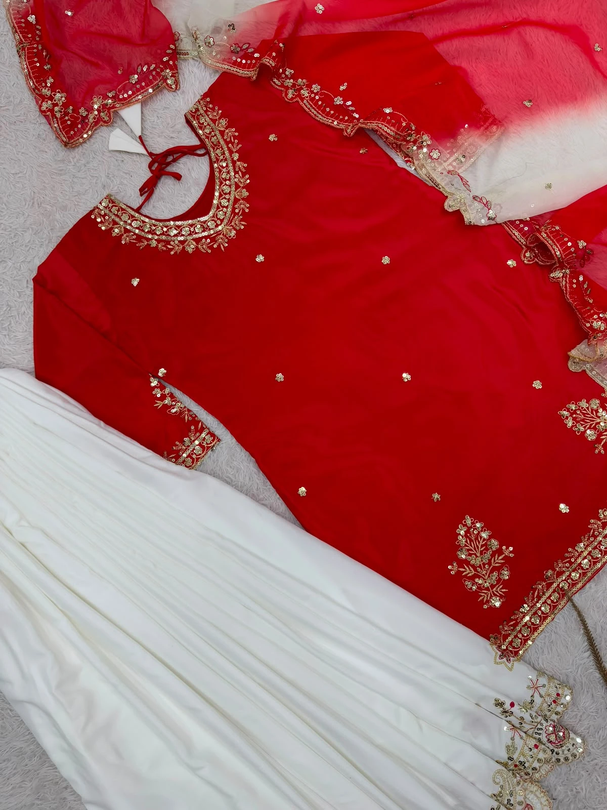 Stylish French Crepe Palazzo Set with Organza Dupatta