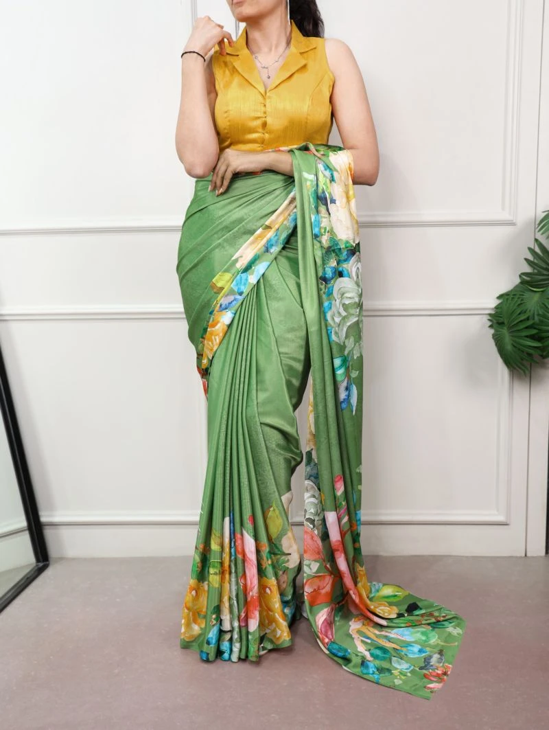 Taraa L 7053 Satin Silk Floral Printed Saree Collection