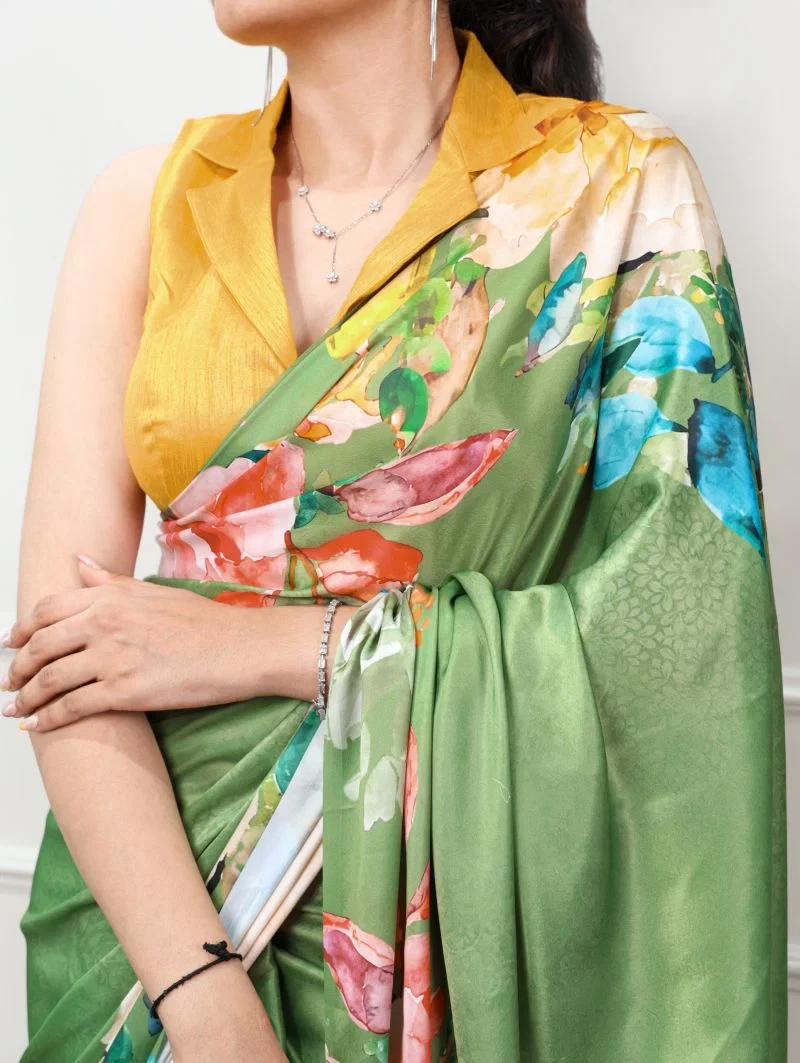 Taraa L 7053 Satin Silk Floral Printed Saree Collection