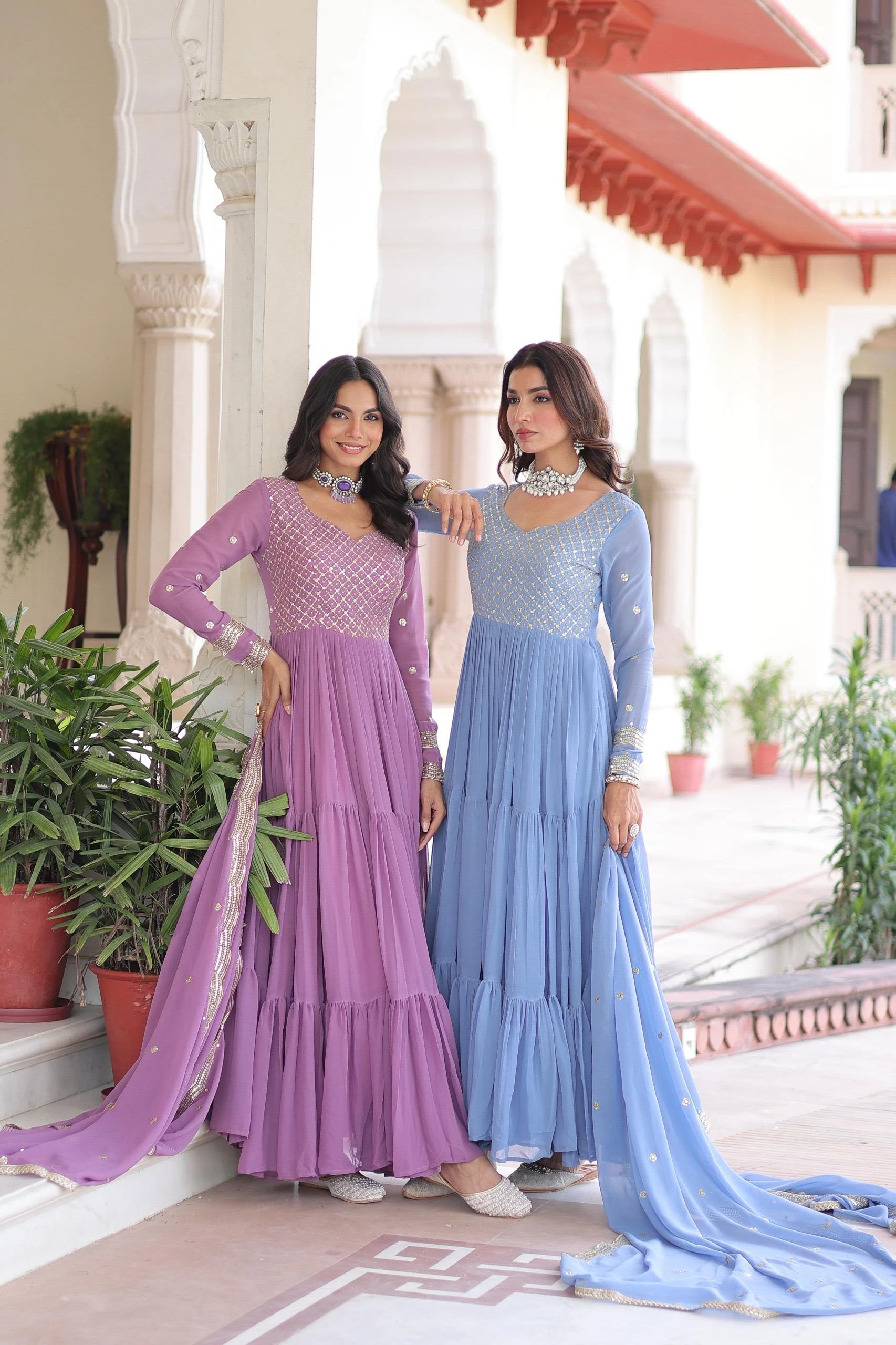 VINAYAK ENTERPRISE Faux Georgette Gown Dupatta Collection
