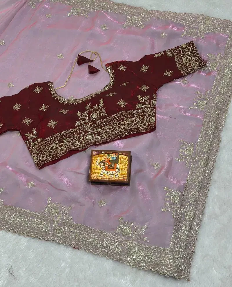 Vt 878 T Fandy Satin Embroidery Sequence Work Saree