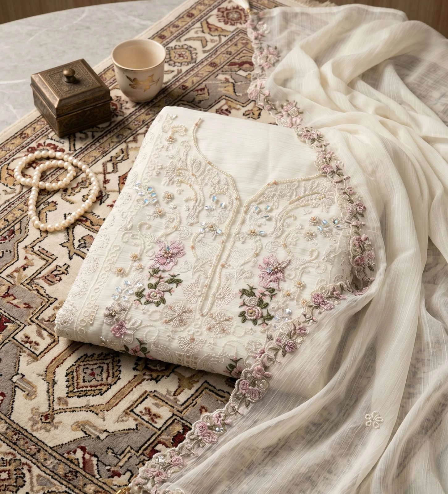 Zeenat Embroidered Chiffon Suit