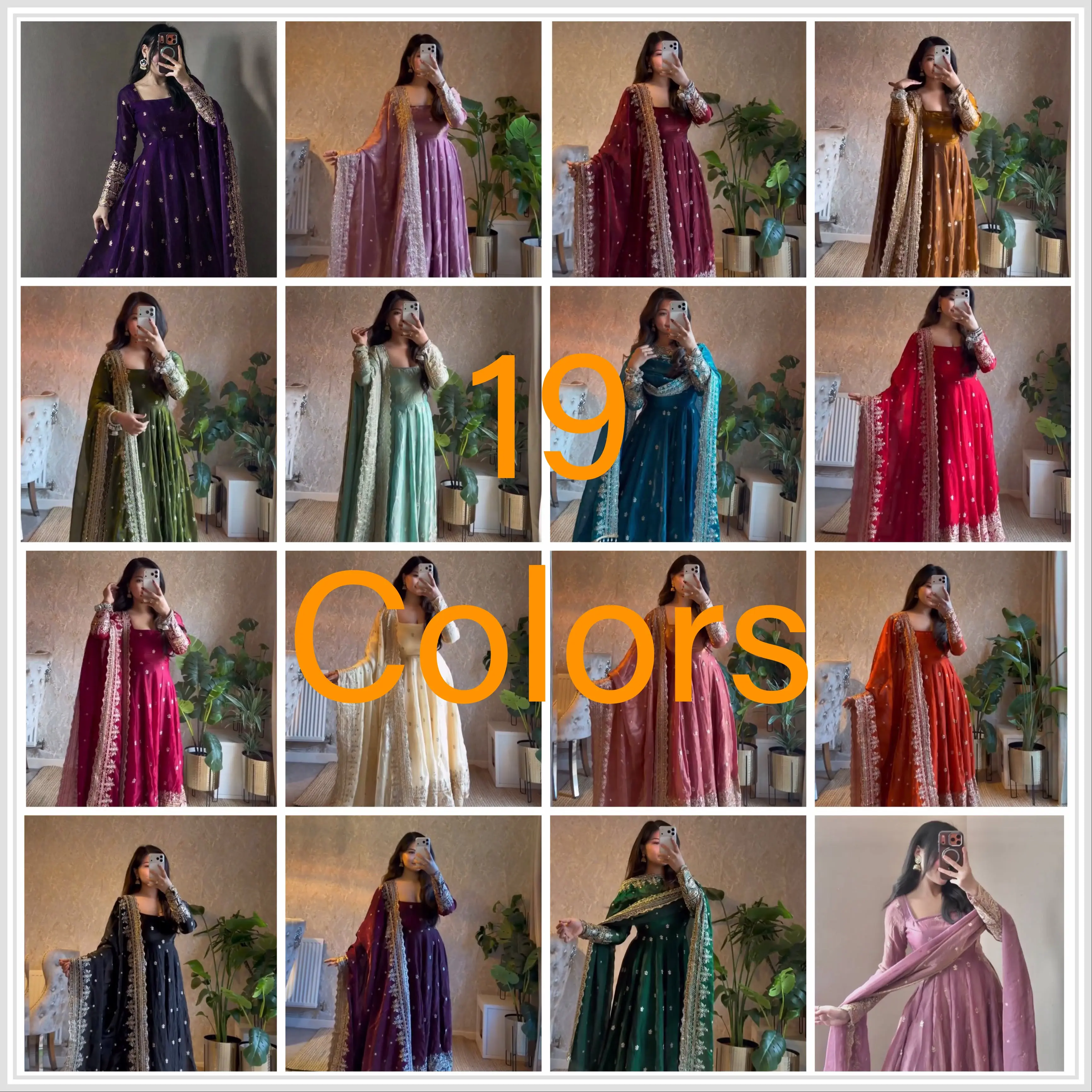 19 Colors Designer Party Gown Pant & Dupatta Set
