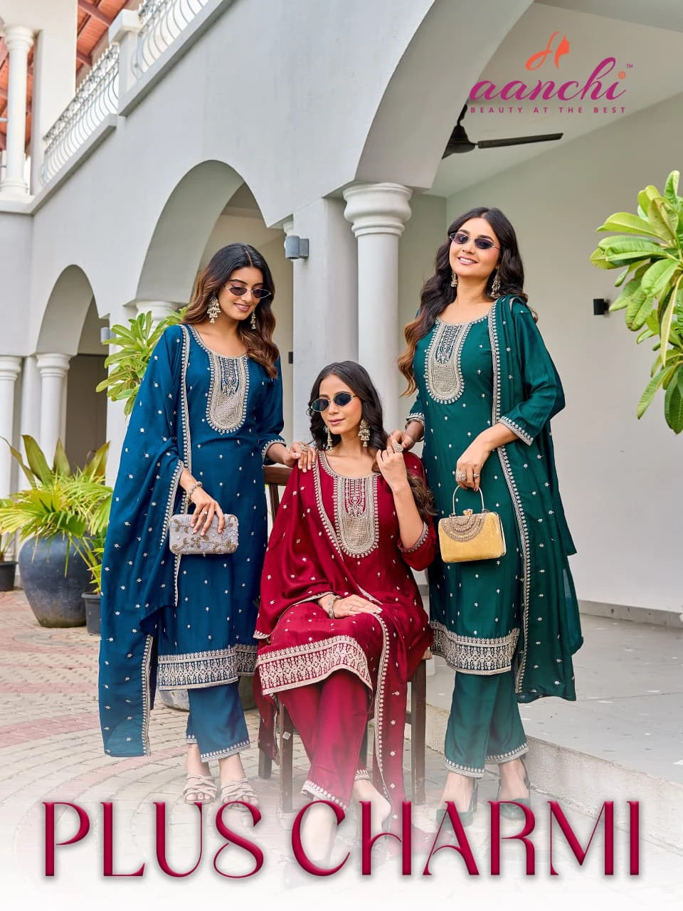 AANCHI Plus Charmi Vichitra Silk Suit Set