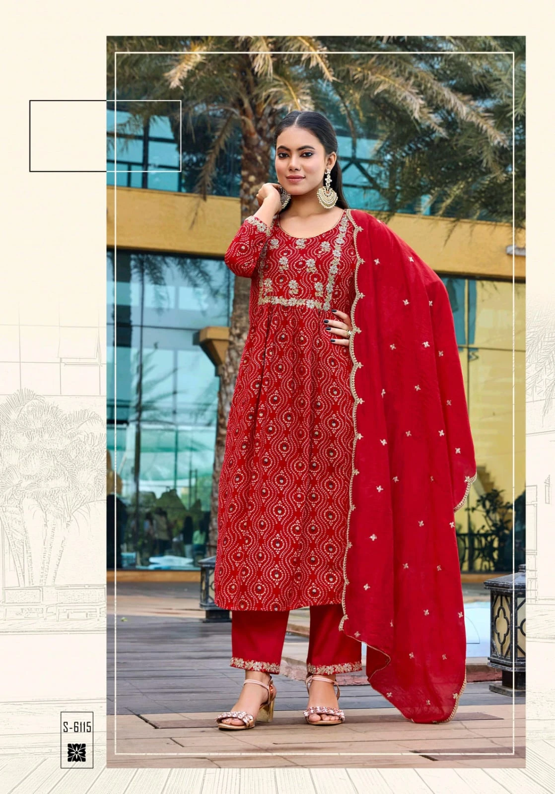 BHARGAVI 3 Piece Embroidered Suit Set