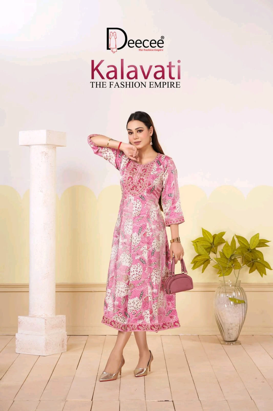 DEECEE KALAVATI Roman Glass Printed Kali Kurti