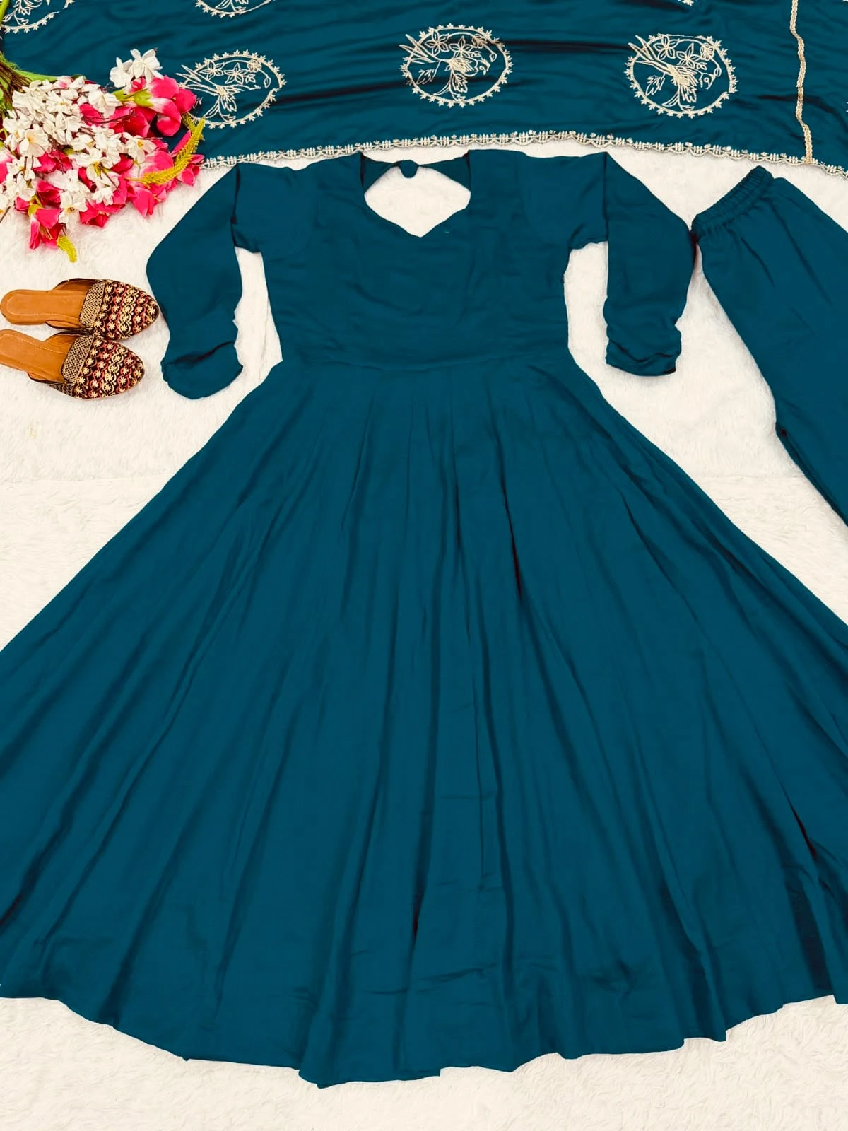 Designer Anarkali Vichitra Silk Suit Set