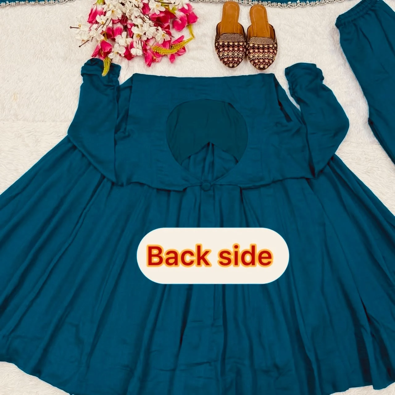 Designer Anarkali Vichitra Silk Suit Set