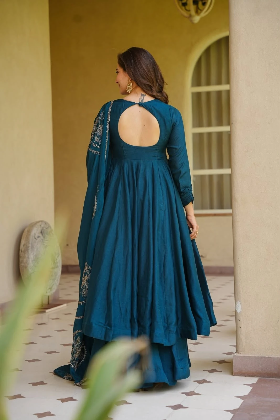 Designer Anarkali Vichitra Silk Suit Set