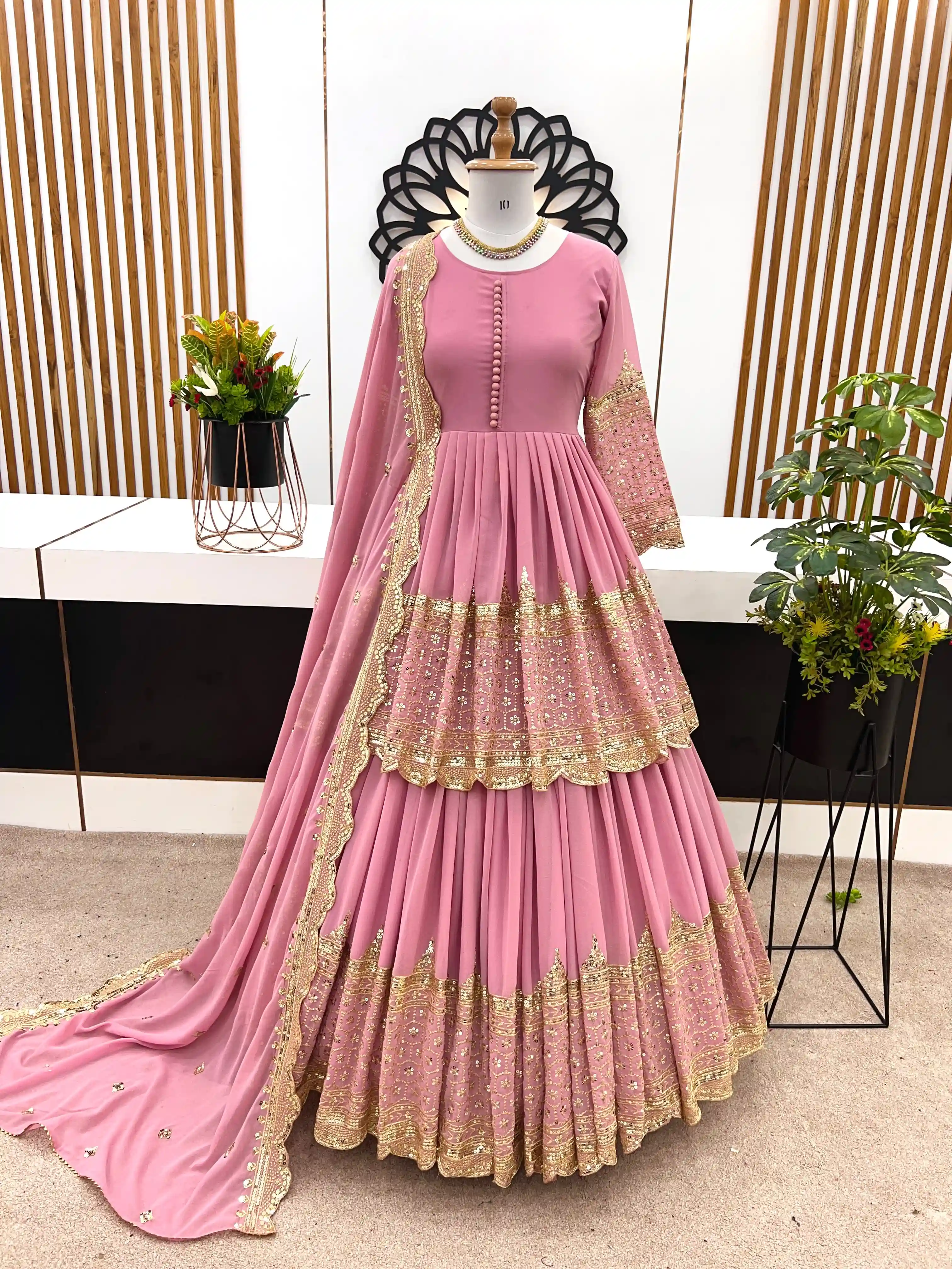 Designer Embroidered Sequence Kediya Lehenga Set