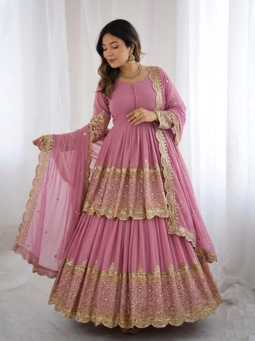 Designer Embroidered Sequence Kediya Lehenga Set