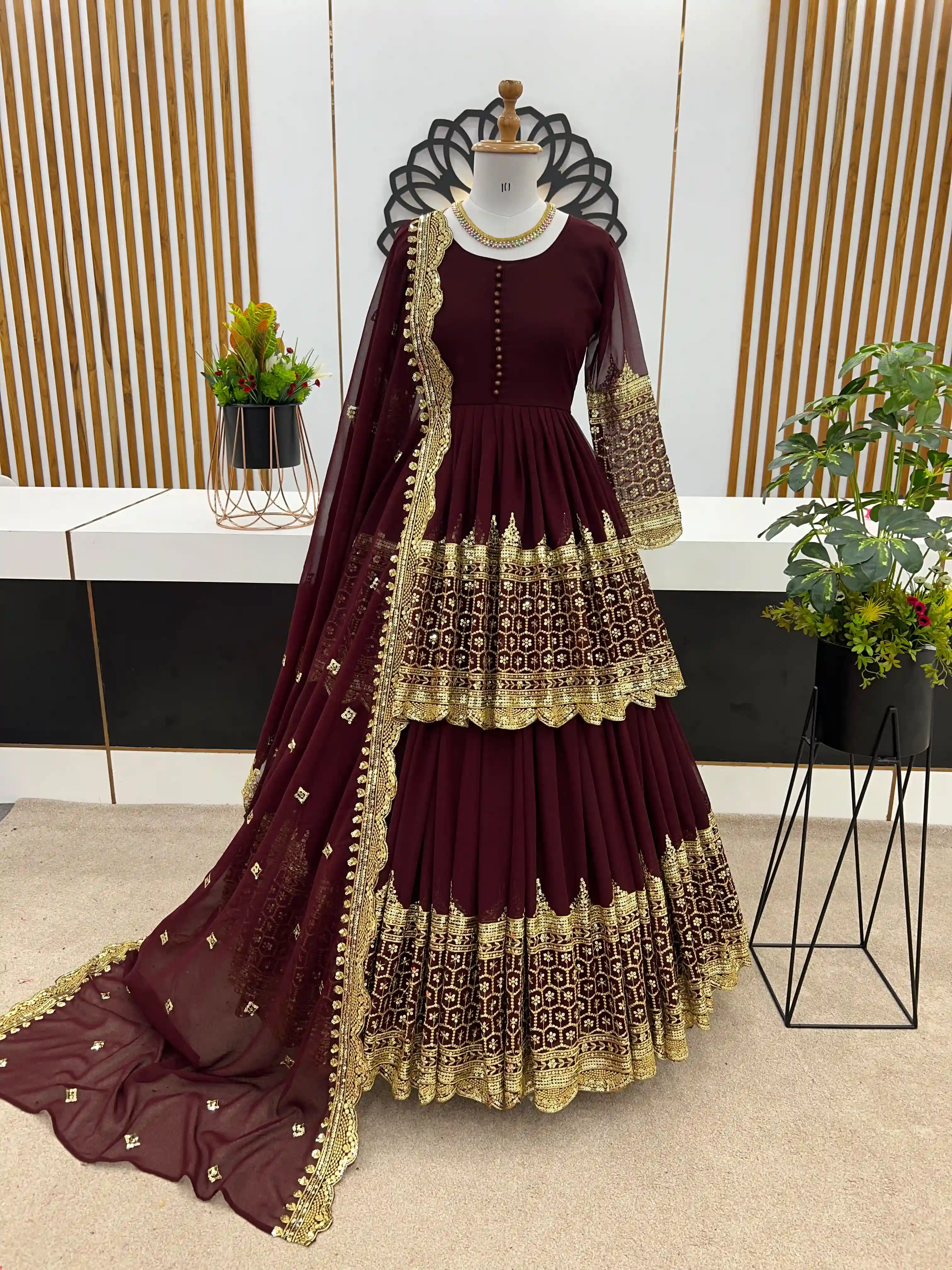 Designer Embroidered Sequence Kediya Lehenga Set