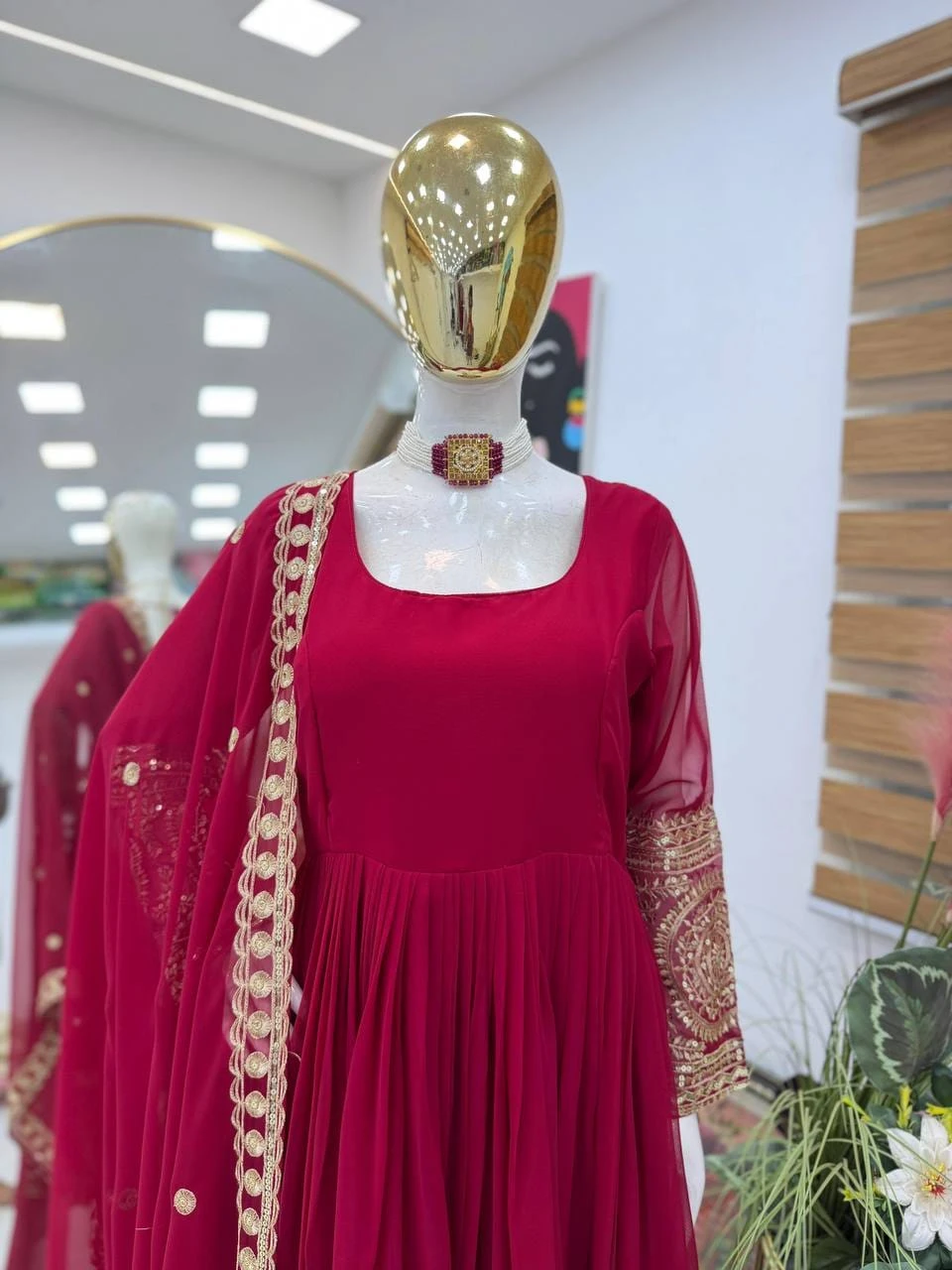 Designer Party Fox Georgette Gown Pant & Dupatta Set