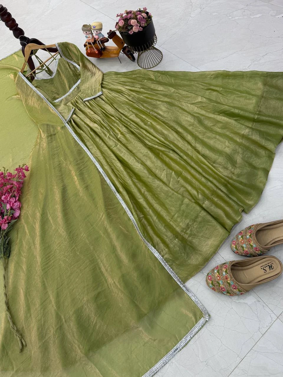 Designer Party Gown & Dupatta Set