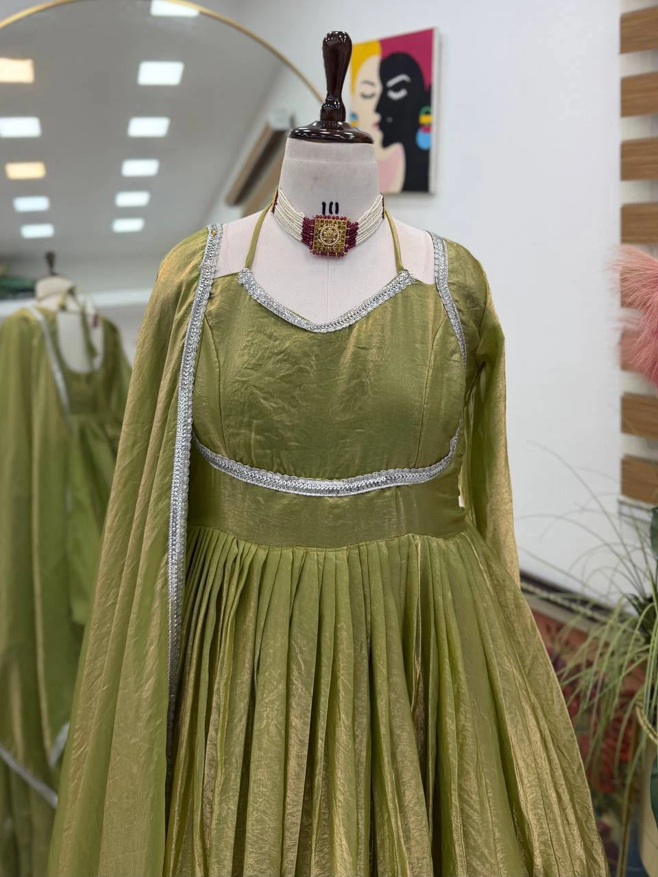 Designer Party Gown & Dupatta Set