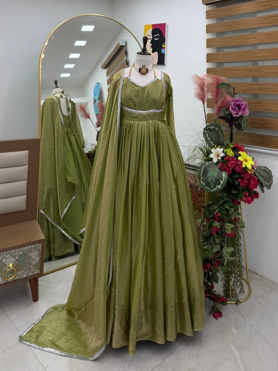 Designer Party Gown & Dupatta Set