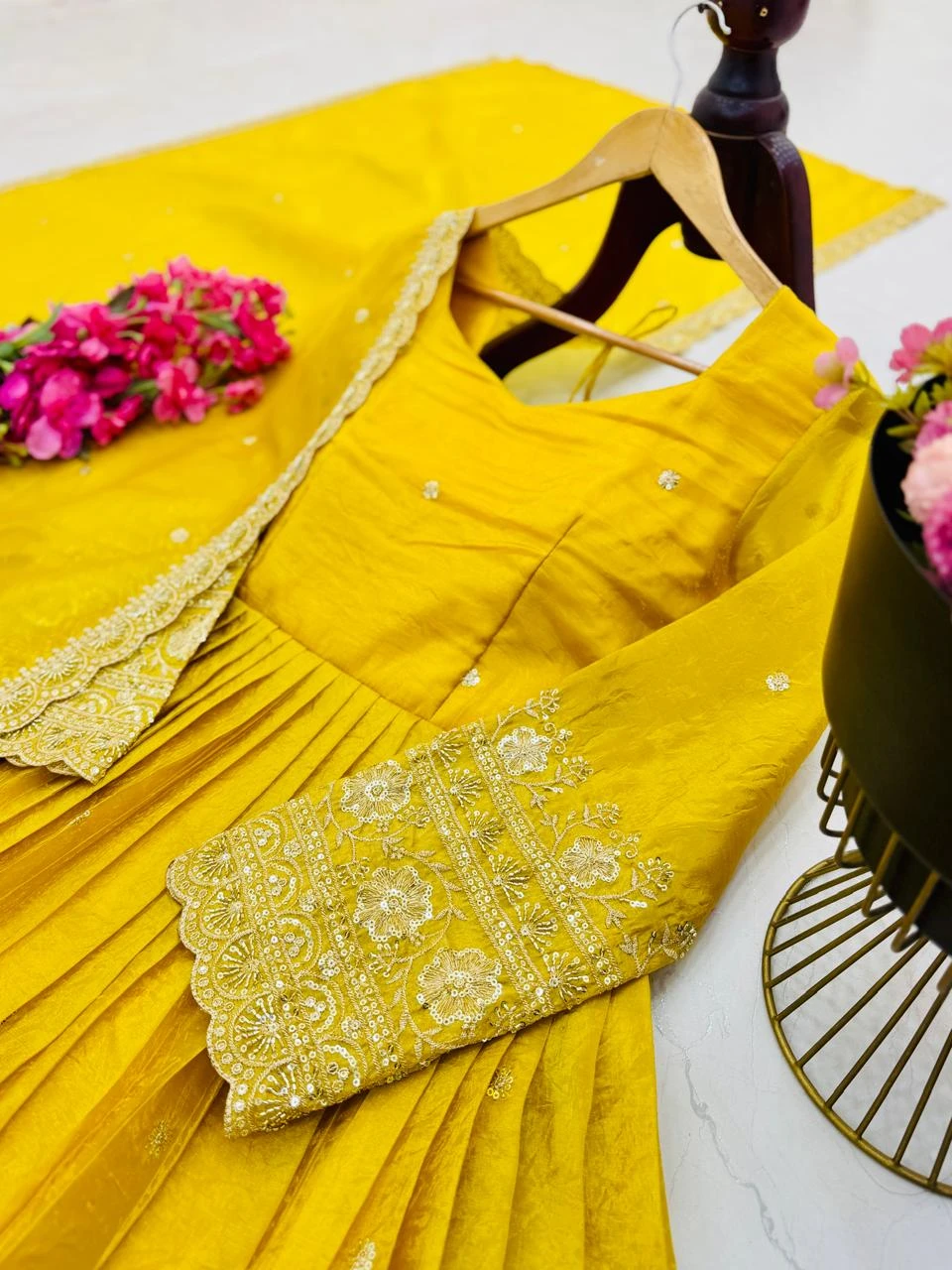Designer Party Gown Pant & Dupatta Set