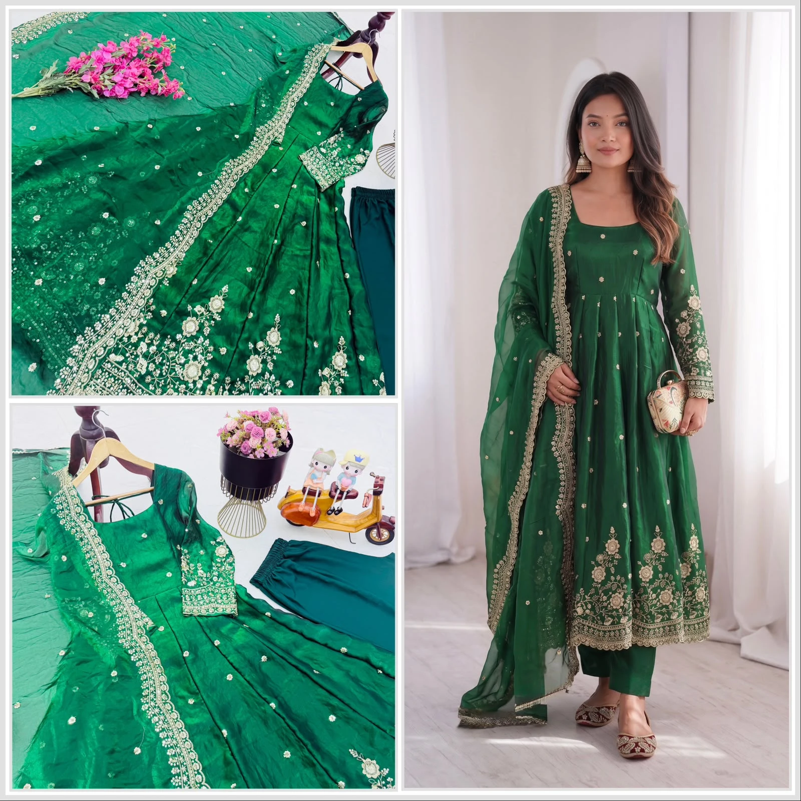Designer Party Gown Pant & Dupatta Set