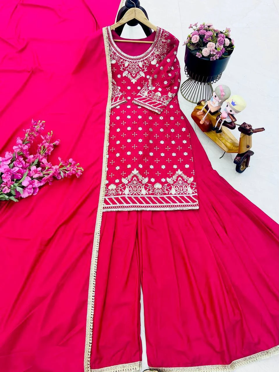 Designer Party Wear Sharara Suit & Dupatta Set