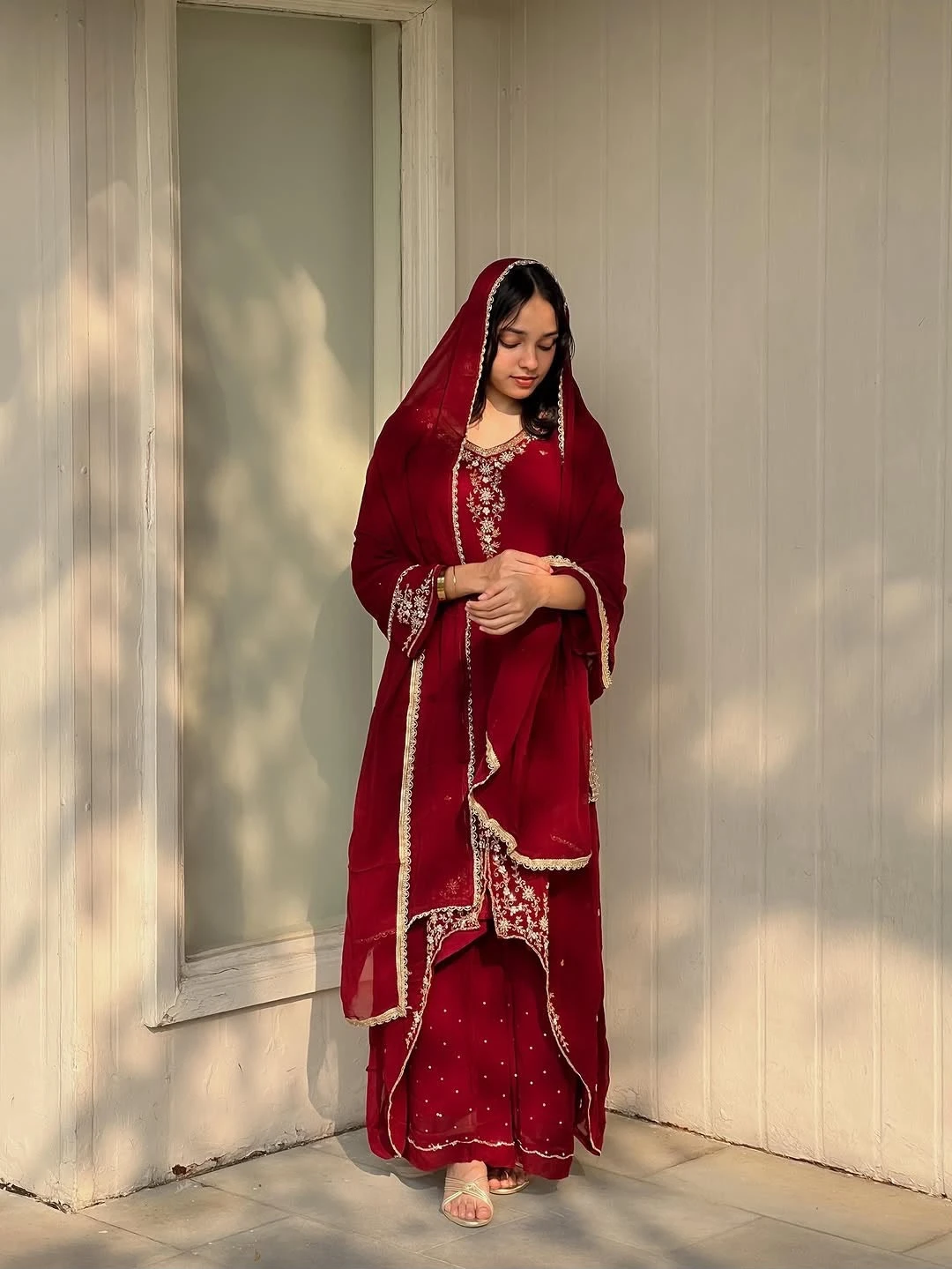 Designer Party Wear Top Palazzo & Dupatta Set