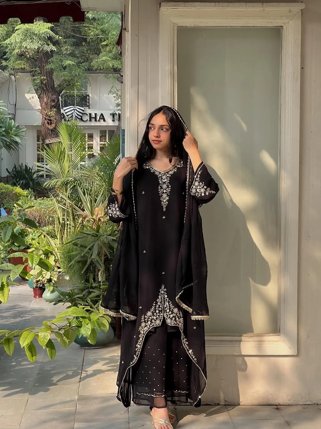 Designer Party Wear Top Palazzo & Dupatta Set