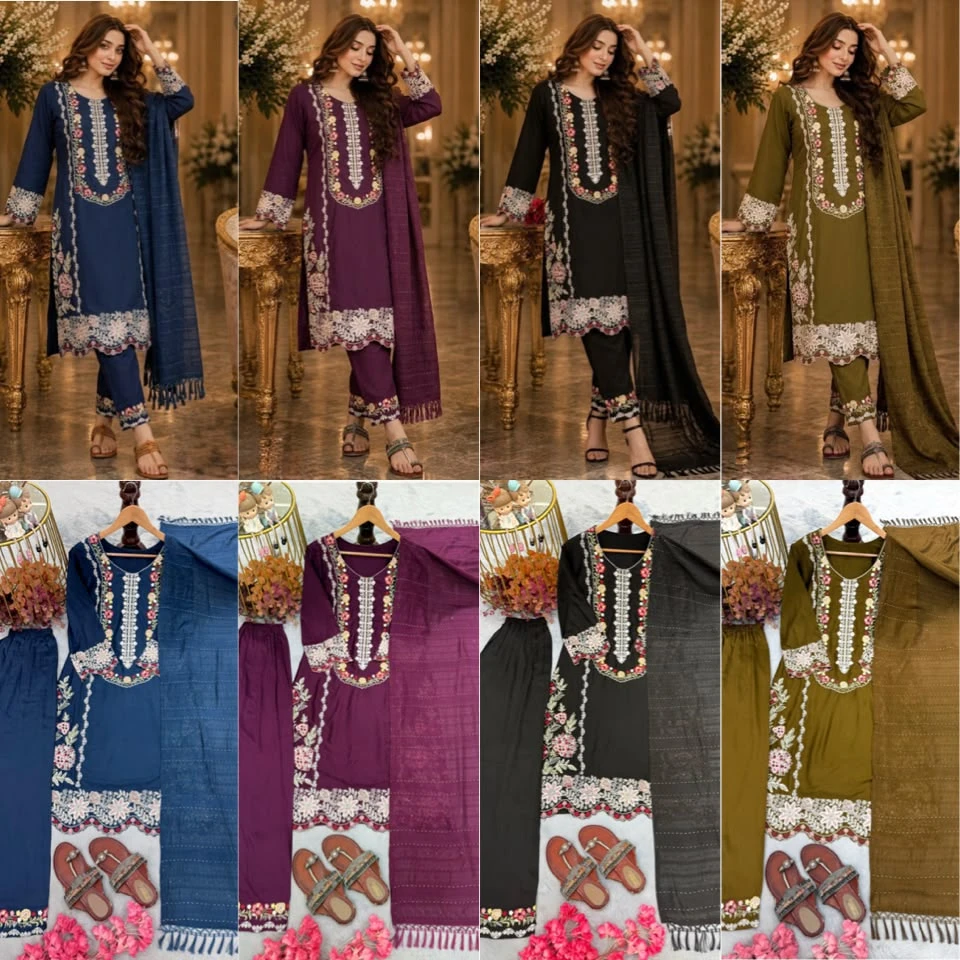 Designer Pure Satin Rayon Top Bottom with Dupatta Set