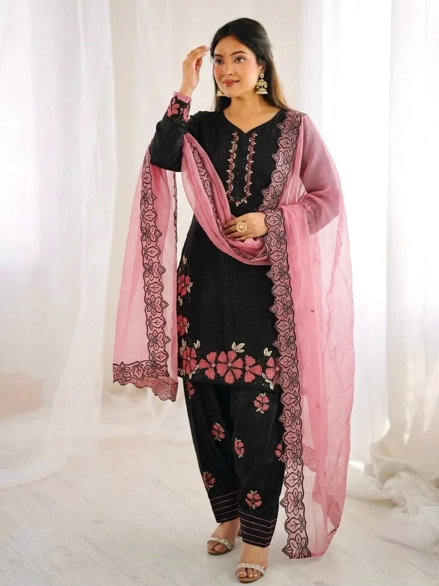 Designer Roman Glass Silk Farshi Pant Set