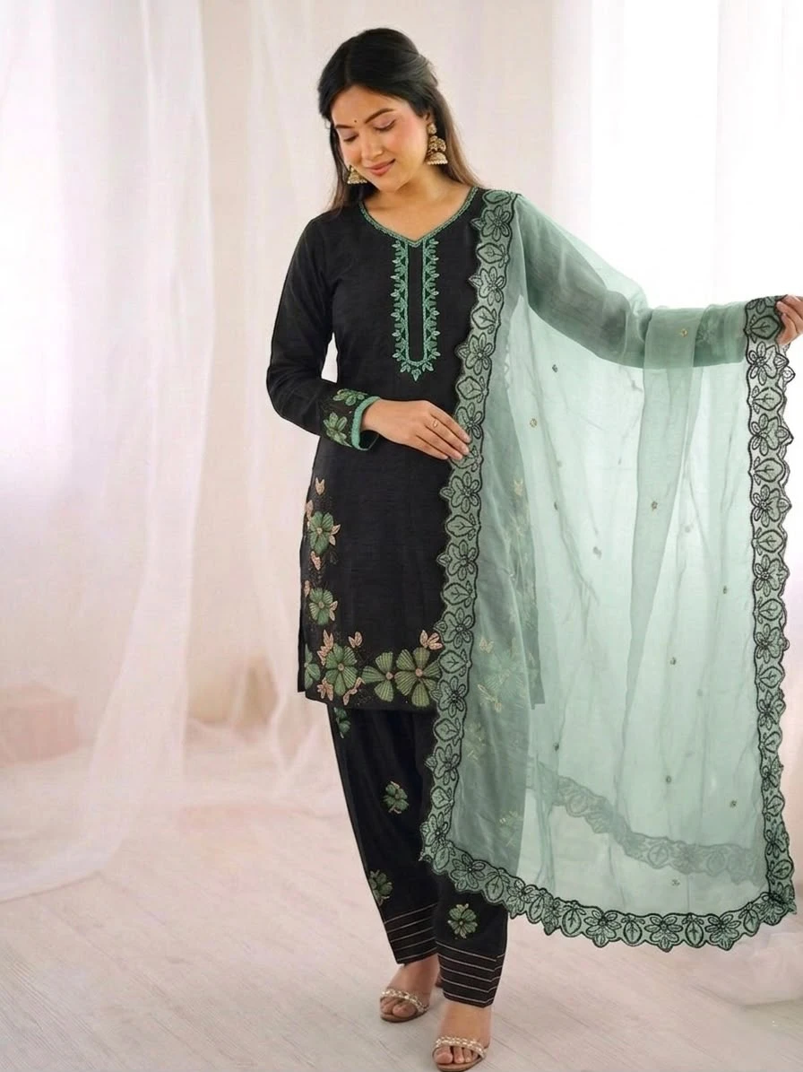 Designer Roman Glass Silk Farshi Pant Set