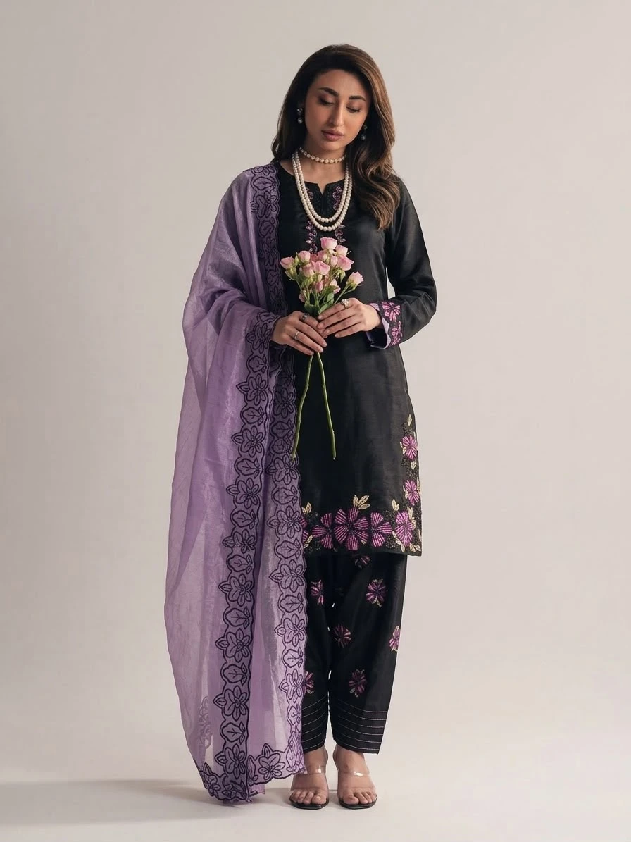 Designer Roman Glass Silk Farshi Pant Set