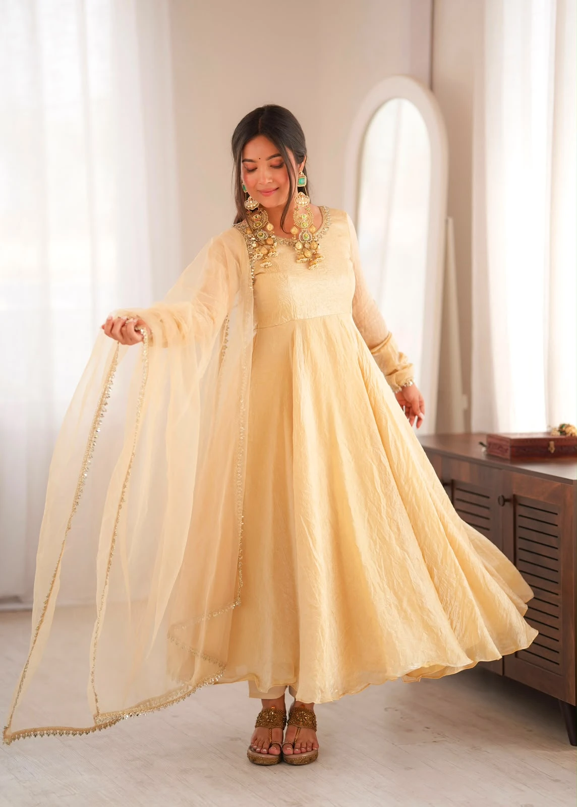 Doremon Crush Mirror Work Gown Set
