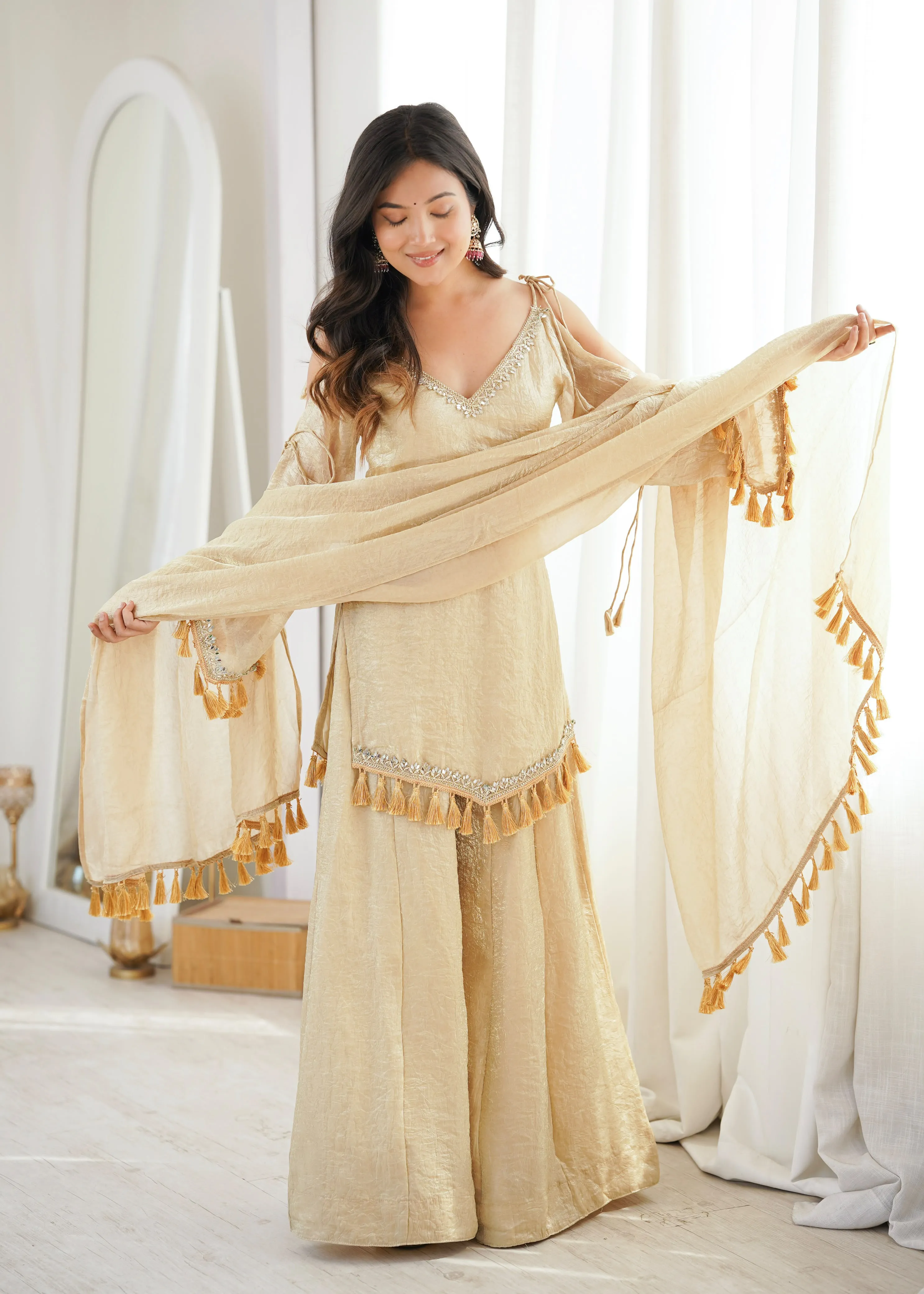 Doremon Crush Top Palazzo & Dupatta Set