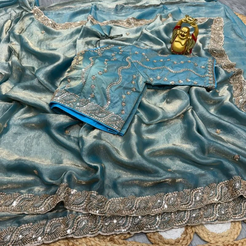 Ds 2001 Space Silk Sequence Cutdana Worked Premium Saree Collection