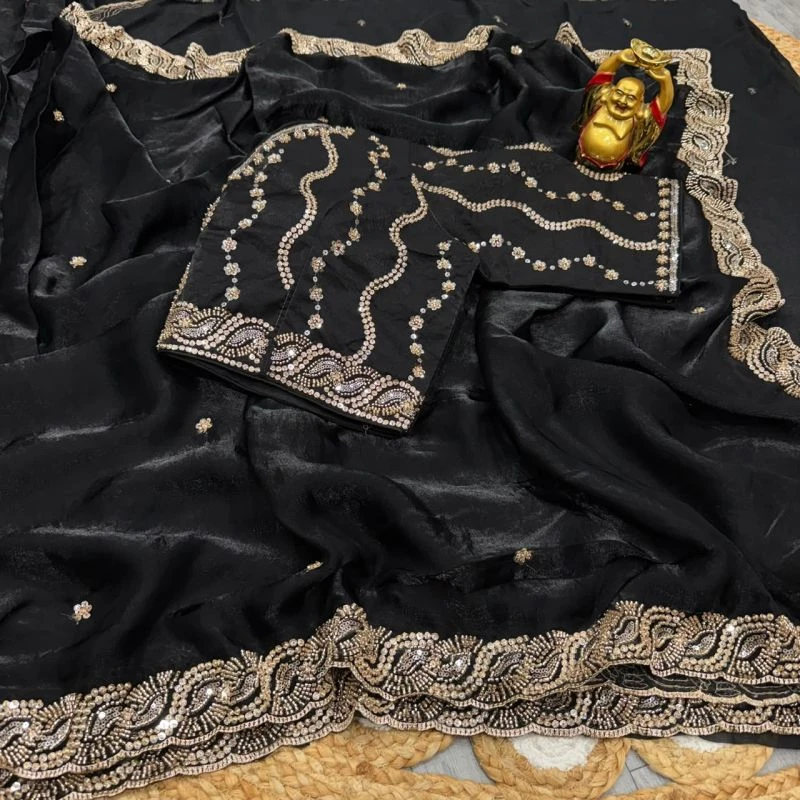 Ds 2001 Space Silk Sequence Cutdana Worked Premium Saree Collection