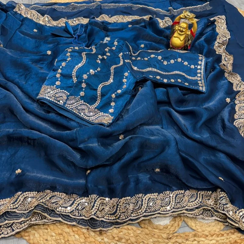 Ds 2001 Space Silk Sequence Cutdana Worked Premium Saree Collection