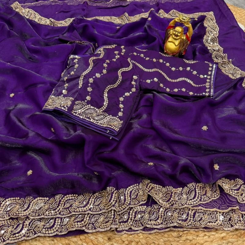 Ds 2001 Space Silk Sequence Cutdana Worked Premium Saree Collection