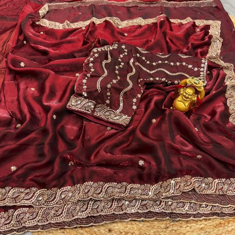 Ds 2001 Space Silk Sequence Cutdana Worked Premium Saree Collection