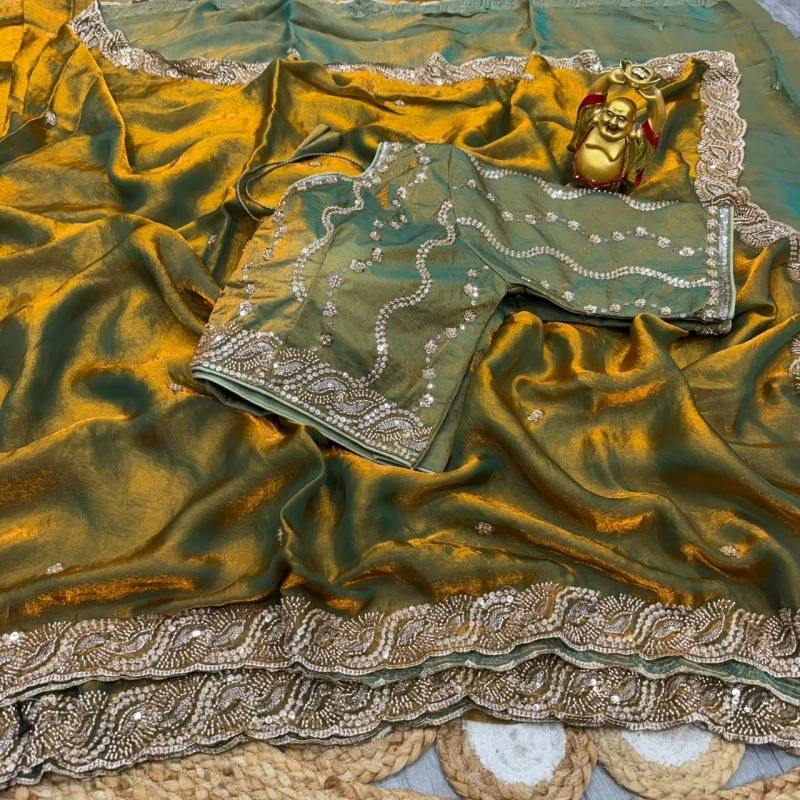 Ds 2001 Space Silk Sequence Cutdana Worked Premium Saree Collection