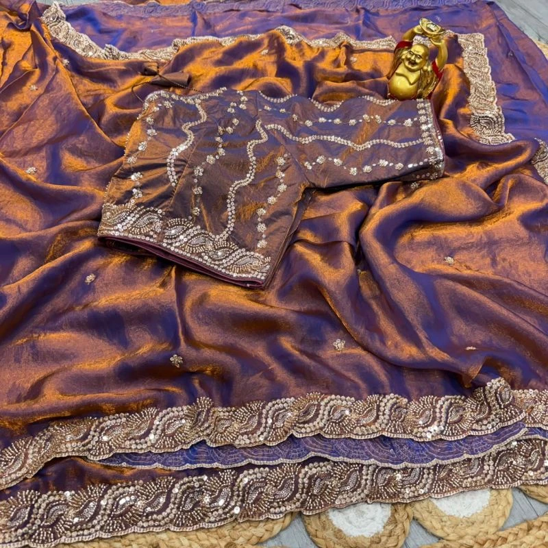 Ds 2001 Space Silk Sequence Cutdana Worked Premium Saree Collection