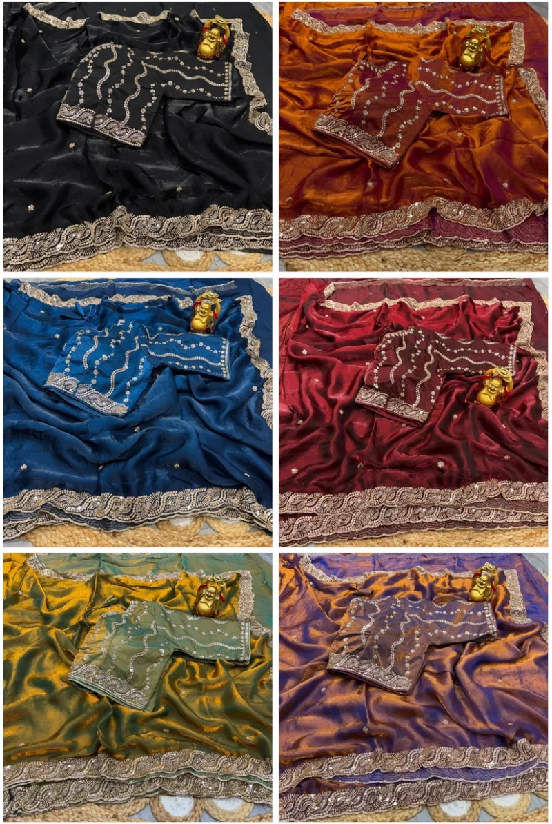 Ds 2001 Space Silk Sequence Cutdana Worked Premium Saree Collection