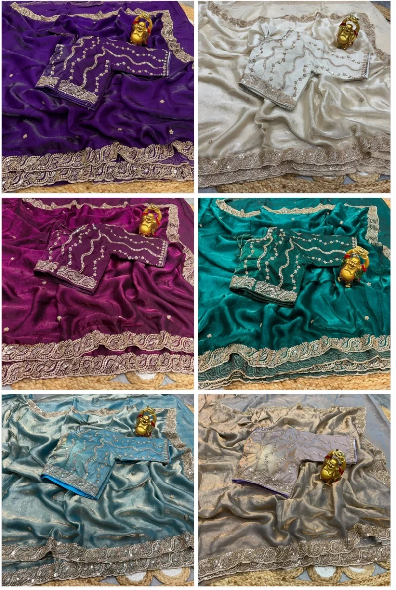 Ds 2001 Space Silk Sequence Cutdana Worked Premium Saree Collection
