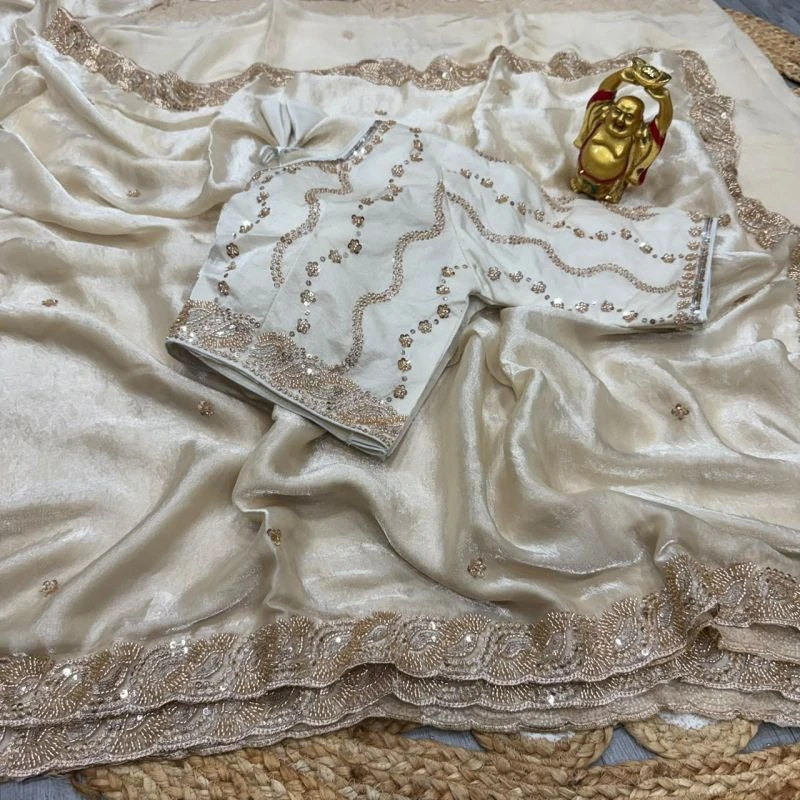 Ds 2001 Space Silk Sequence Cutdana Worked Premium Saree Collection