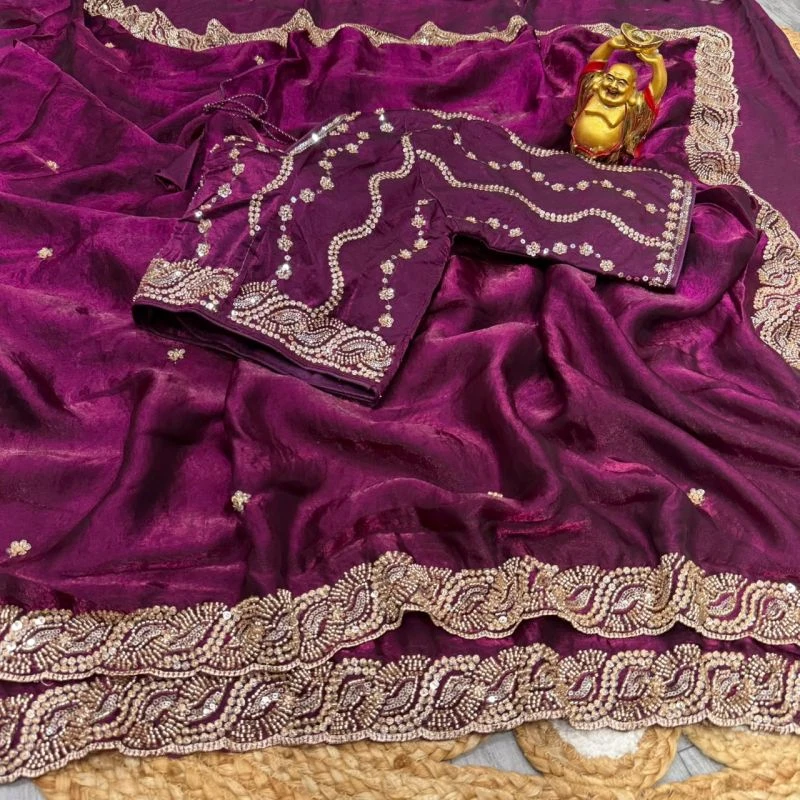 Ds 2001 Space Silk Sequence Cutdana Worked Premium Saree Collection