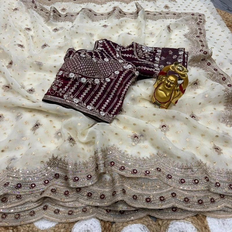 Ds 821 Nc Moss Sequence Worked Designer Saree Collection