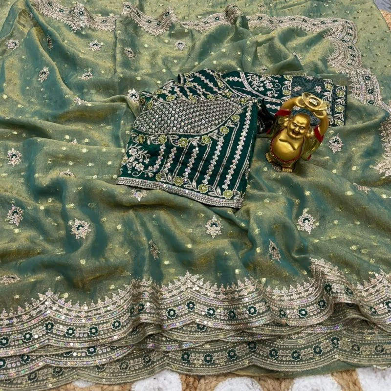 Ds 821 Nc Moss Sequence Worked Designer Saree Collection