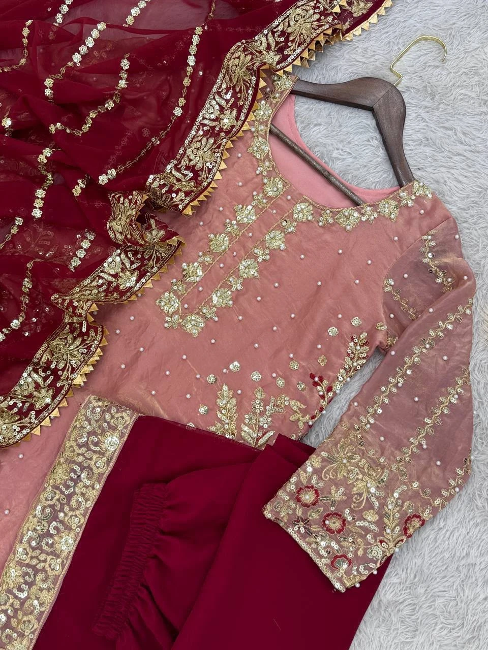 Eid Special Fancy Top Palazzo & Dupatta Set