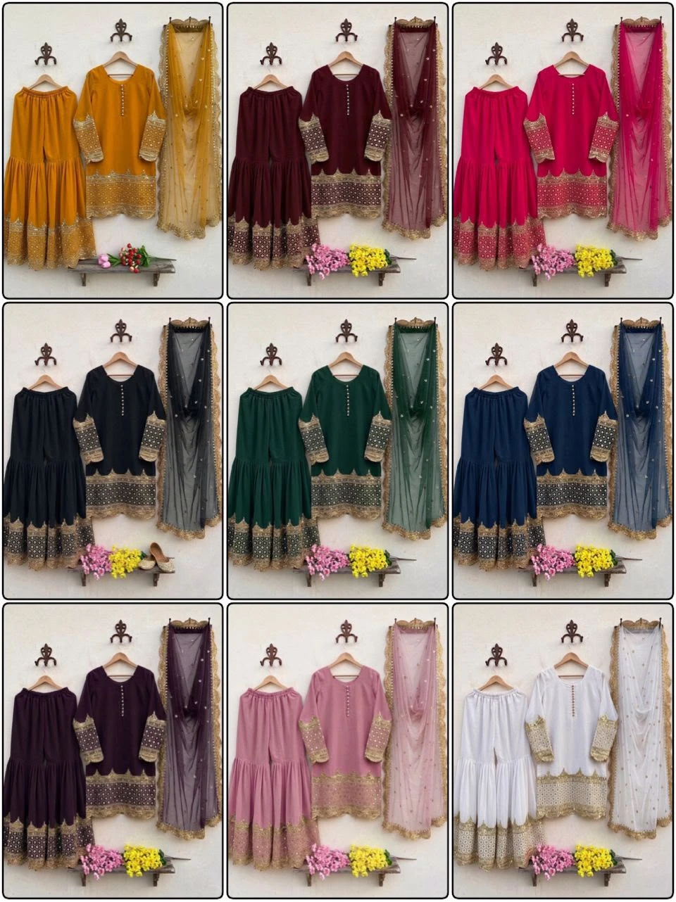 Elegant Embroidered Sequence Designer Sharara Set