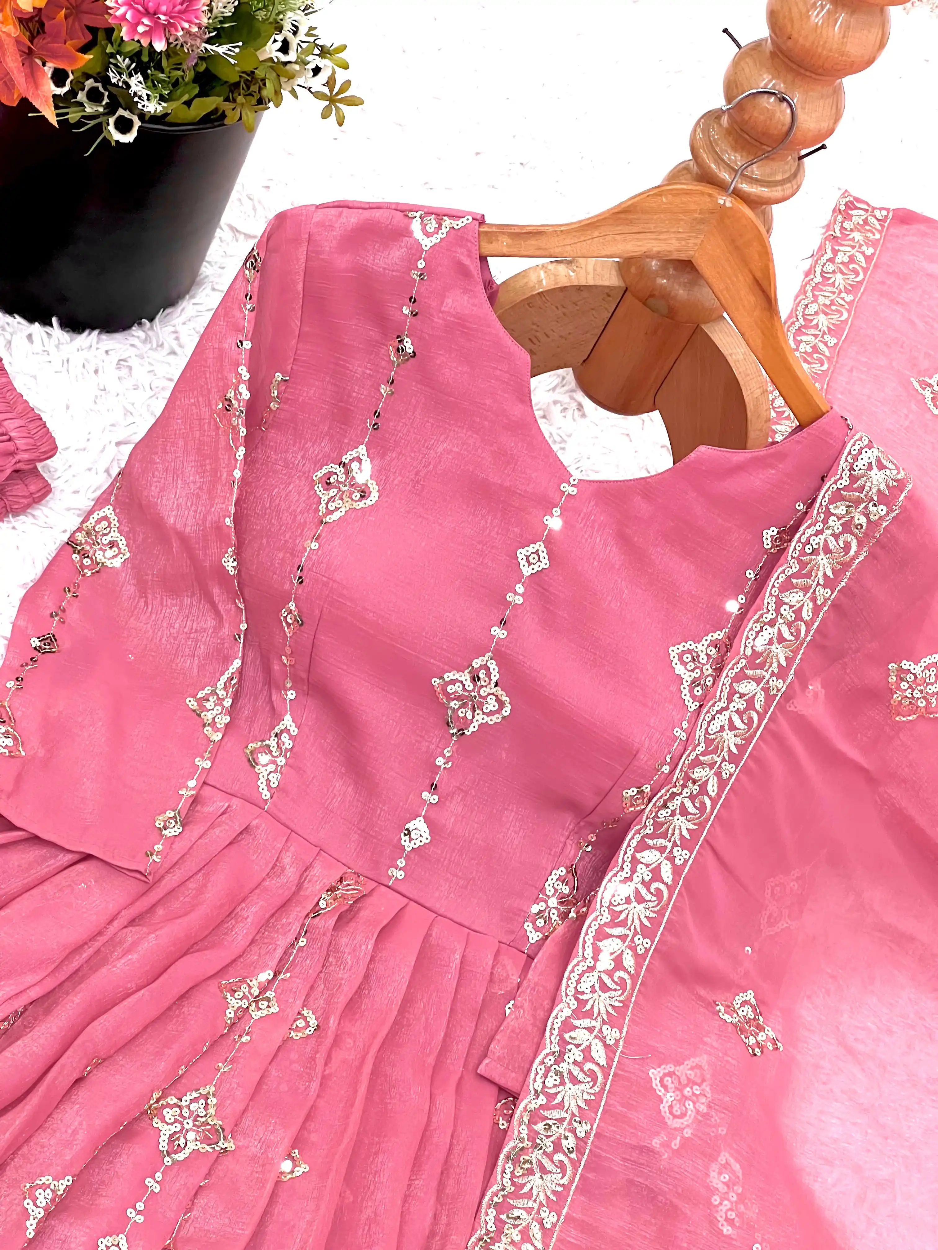 Elegant Heavy Embroidered Sequence Work Suit Set