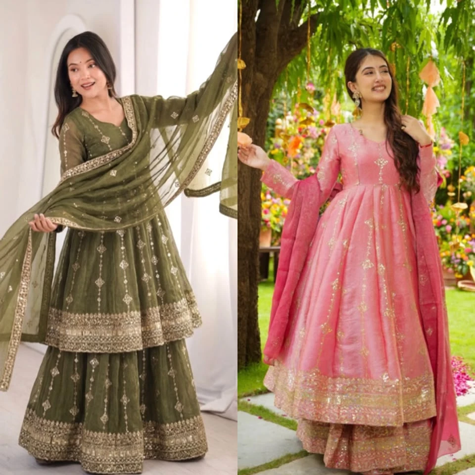 Elegant Heavy Embroidered Sequence Work Suit Set