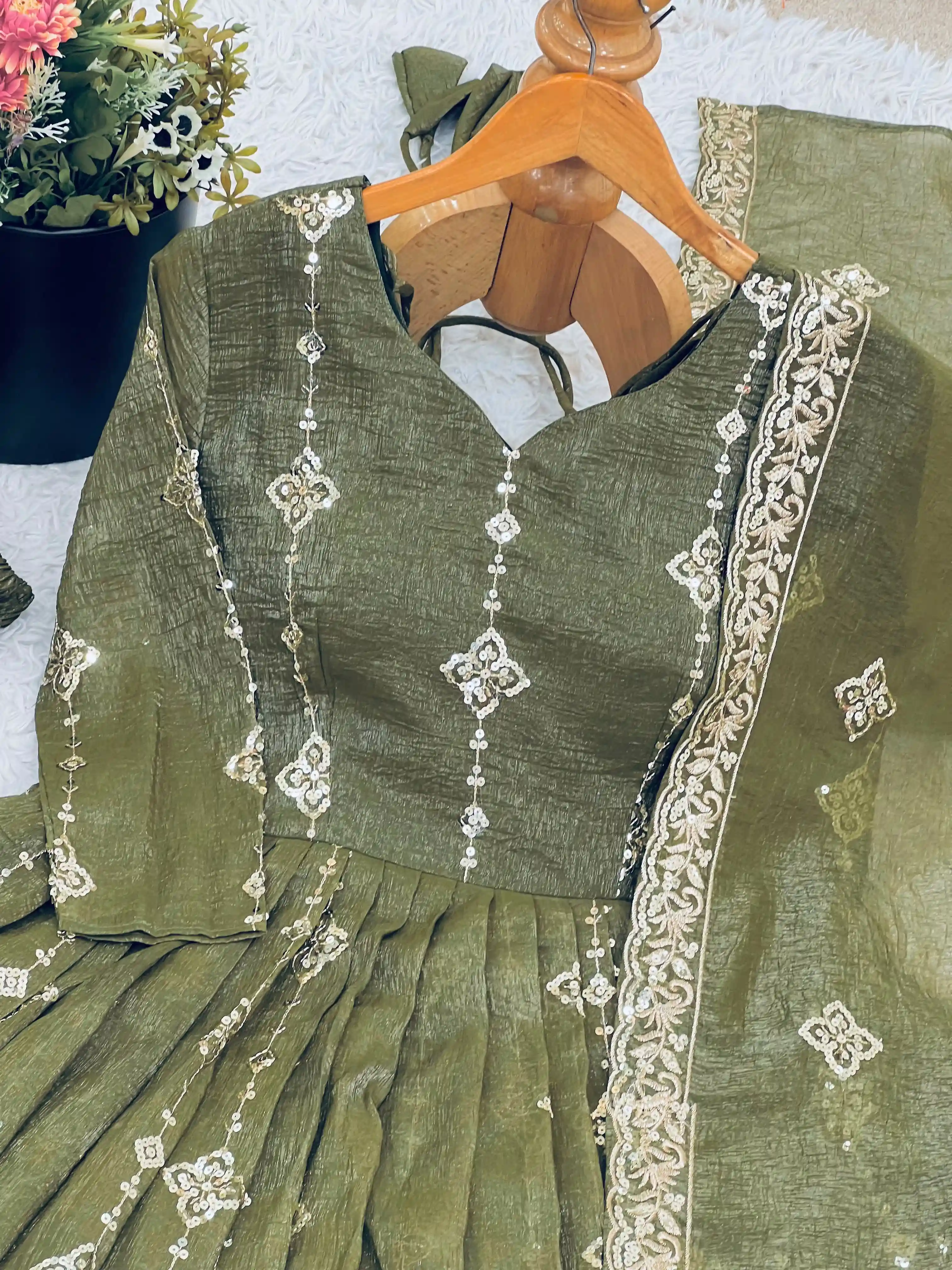 Elegant Heavy Embroidered Sequence Work Suit Set